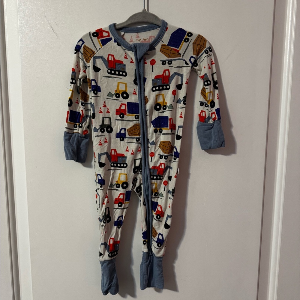Little Sleepies Zippy - Construction Print - Size 0-3 Months